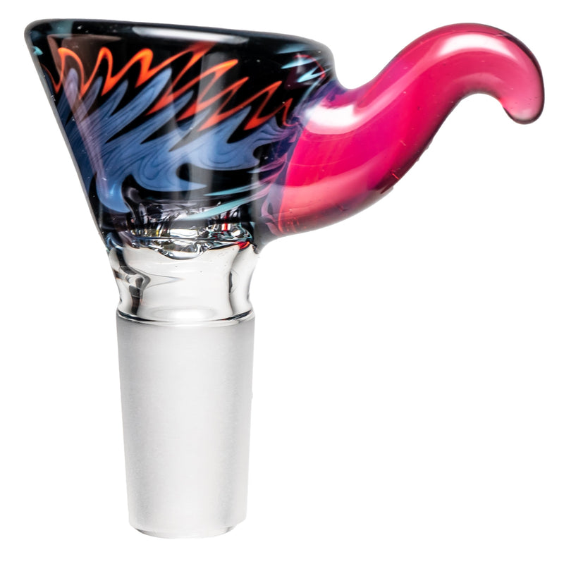 Kevin Howell - Martini Slide - 4 Hole - 14mm - Aqua, Red & Purple Linework w/ Telemagenta - The Cave