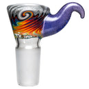 Kevin Howell - Martini Slide - 4 Hole - 18mm - Smoke & Rainbow Linework w/ Purple Lollipop - The Cave