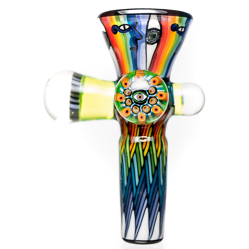 Kevin Murray - Martini Slide - 14mm - White Rainbow Weave & Rainbow Faces - The Cave