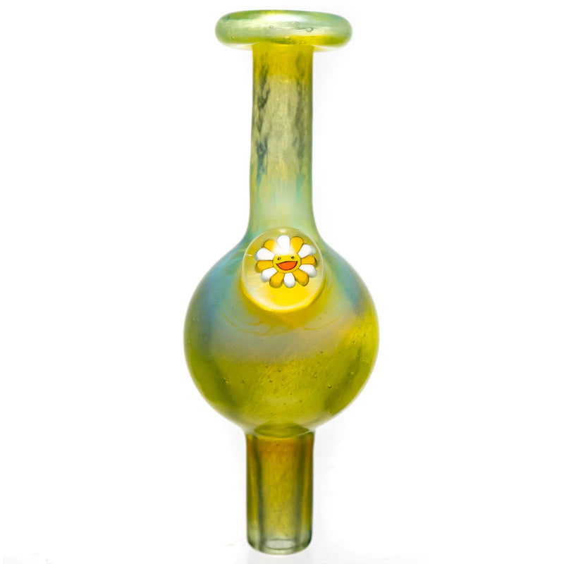 Keys Glass - Bubble Cap - Yellow Murakami Flower - Green Satin - The Cave