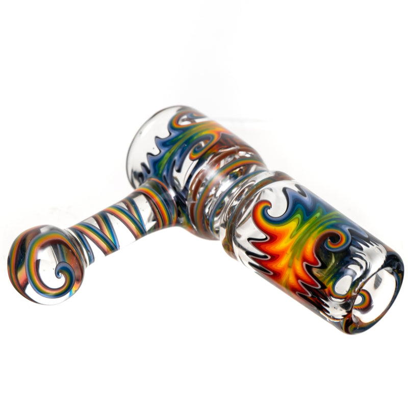 Leisure - Worked Disk Slide - 18mm - Clear w/ Rainbow Wag - The Cave