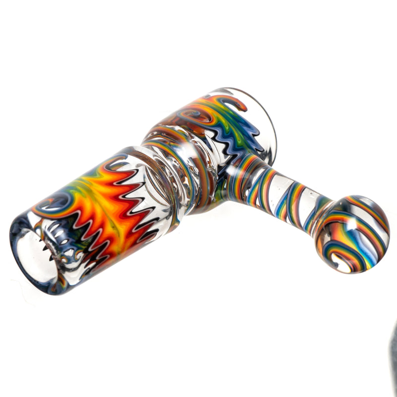 Leisure - Worked Disk Slide - 18mm - Clear w/ Rainbow Wag - The Cave