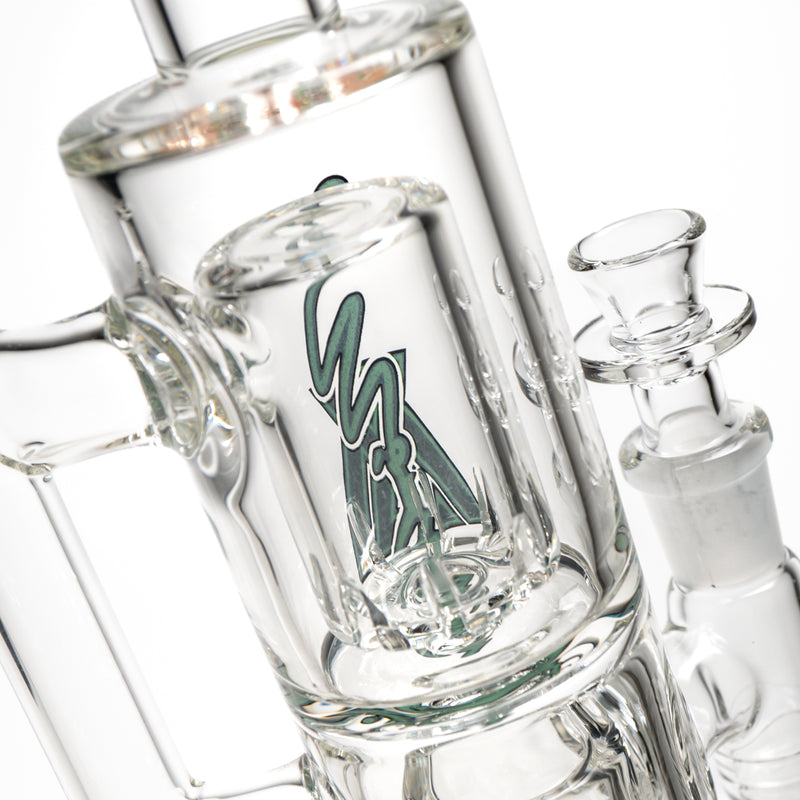 Moltn Glass - Fifty Bubbler - Double Can Perc - Green Sig. Logo - The Cave