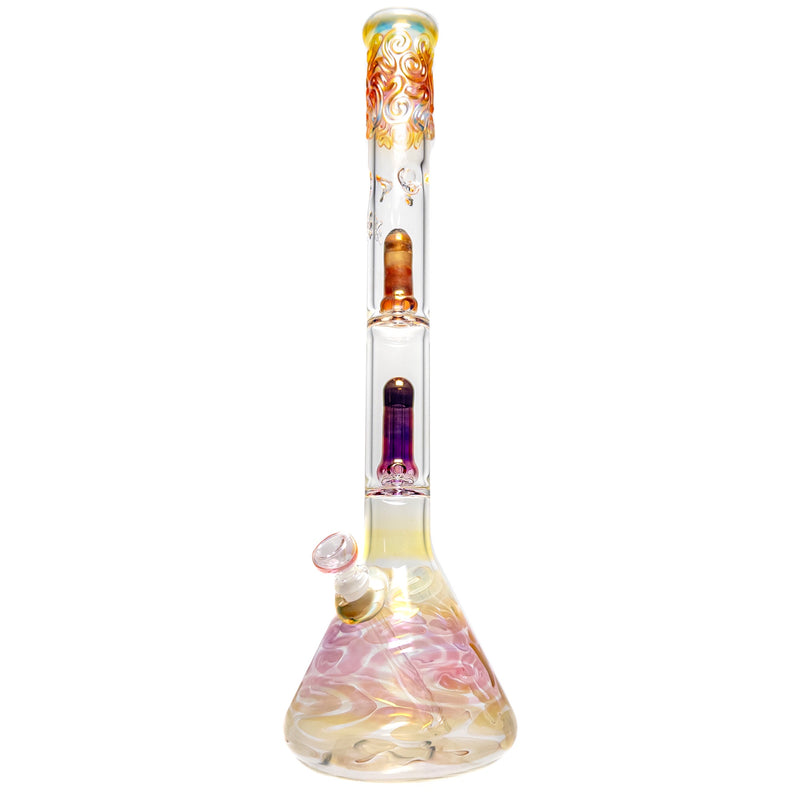 Mary Jane's Glass Studio - 21" Beaker - Double Perc - Silver & Gold Fume - The Cave