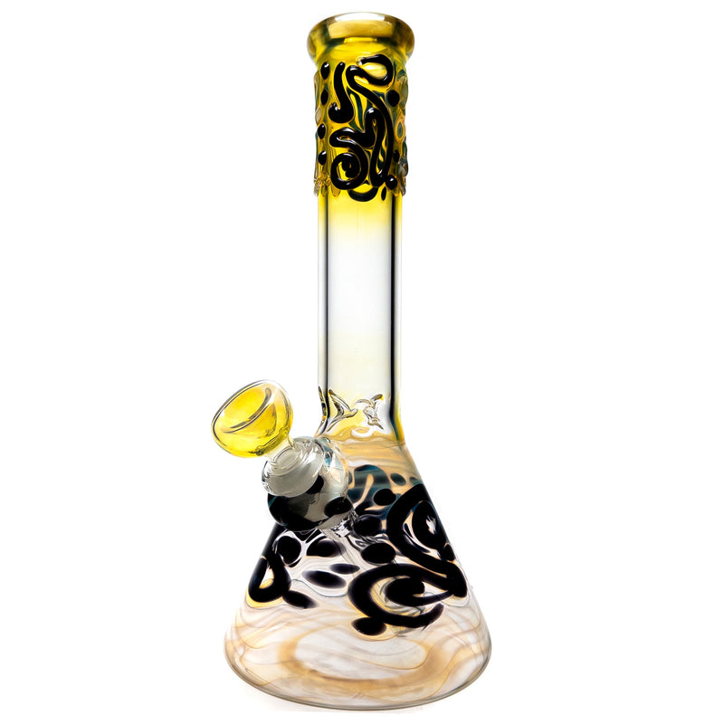 Mary Jane's Glass Studio - 10" Beaker - 32x4 - Fume w/ Black - The Cave