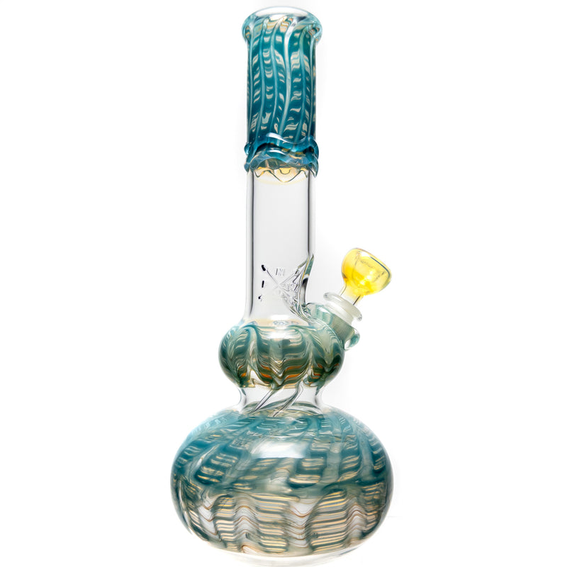 Mary Jane's Glass Studio - 12" Double Bubble - 38x4 - Fume W&R Aqua - The Cave