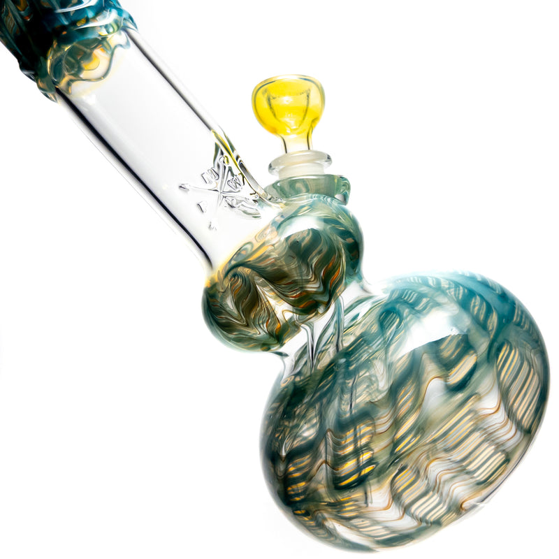 Mary Jane's Glass Studio - 12" Double Bubble - 38x4 - Fume W&R Aqua - The Cave