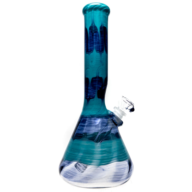 Mary Jane's Glass Studio - 12" Beaker - 38x4 - Full Color W&R Aqua - The Cave