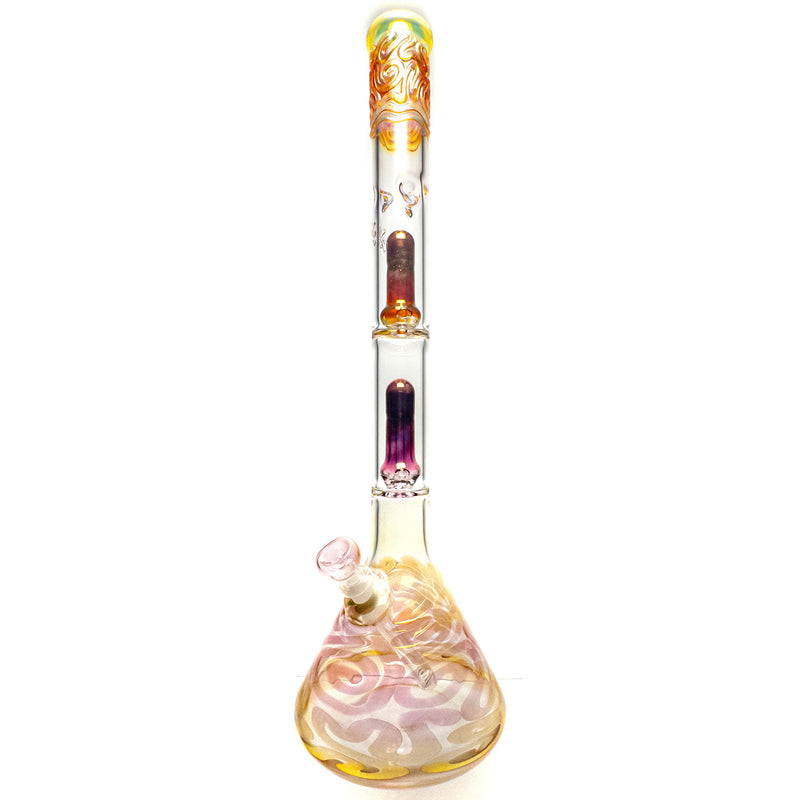 Mary Jane's Glass Studio - 22" Beaker - Double Perc - Silver & Gold Fume - The Cave