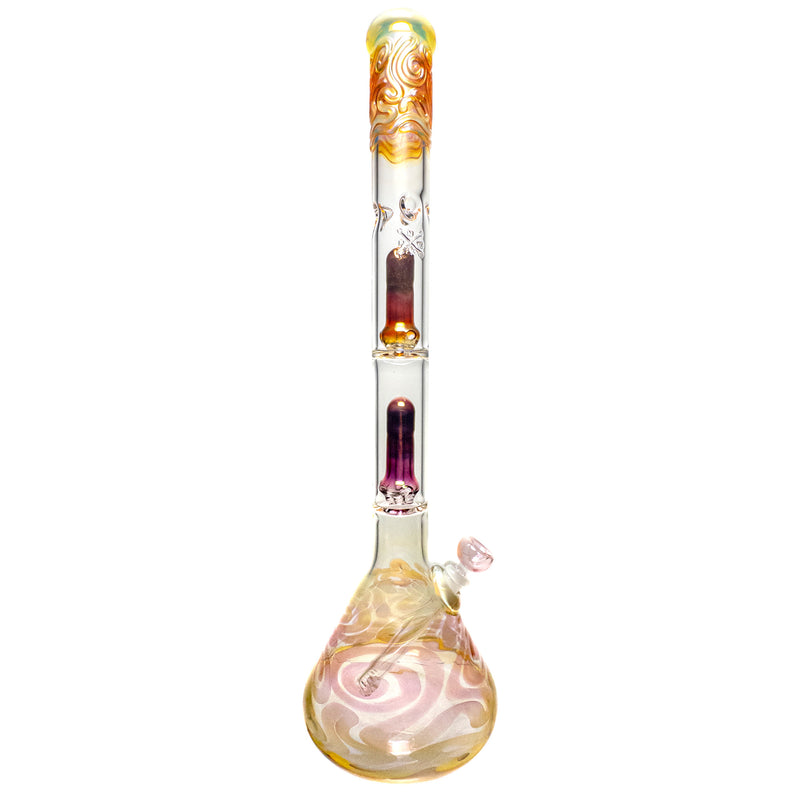 Mary Jane's Glass Studio - 22" Beaker - Double Perc - Silver & Gold Fume - The Cave