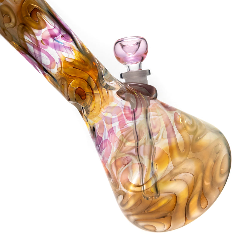 Mary Jane's Glass Studio - 11" Beaker - 38x4 - Silver & Gold Fume - The Cave