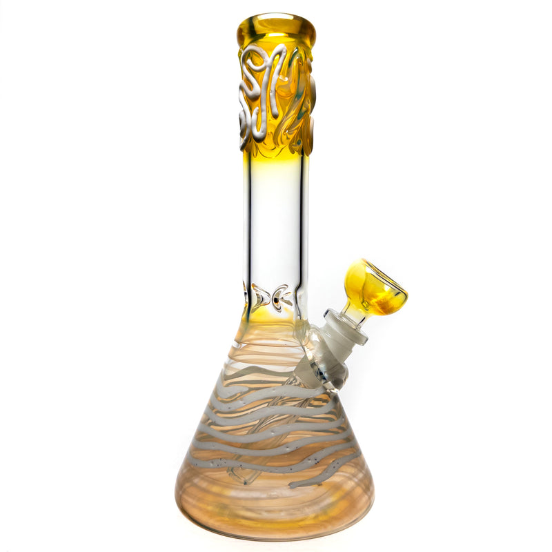 Mary Jane's Glass Studio - 10" Beaker - 32x4 - Fume w/ White - The Cave