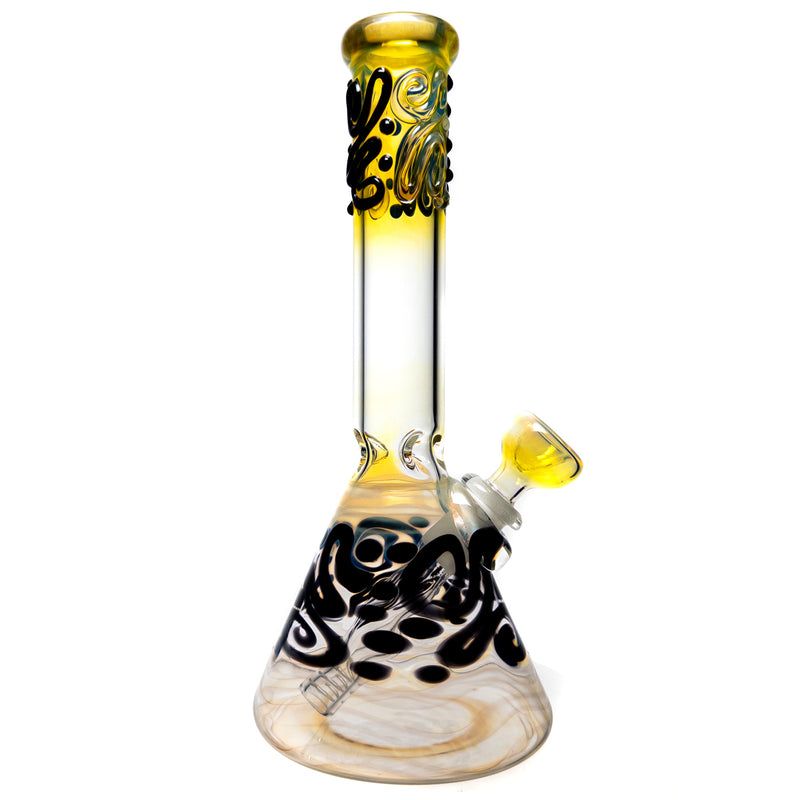 Mary Jane's Glass Studio - 10" Beaker - 32x4 - Fume w/ Black - The Cave