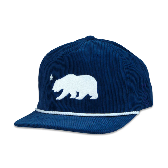 Grassroots - Polar Bear Navy Corduroy Unstructured Snapback Hat - Large/XL - The Cave