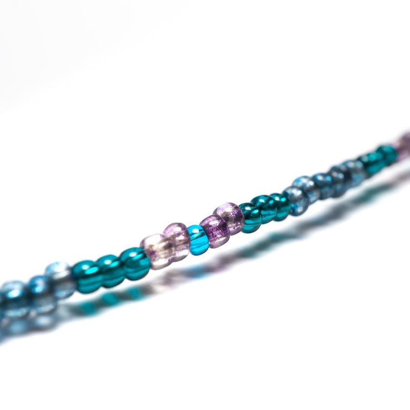 Handmade Beaded Necklace - Blue, Purple & Teal - The Cave