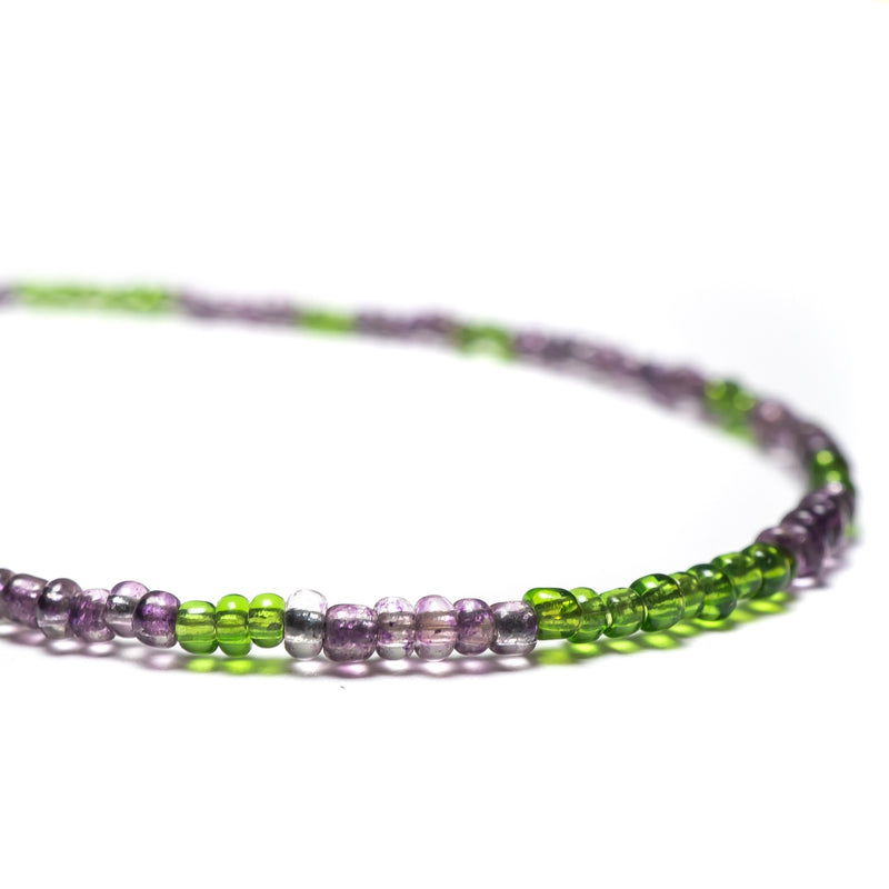 Handmade Beaded Necklace - Purple & Green - The Cave
