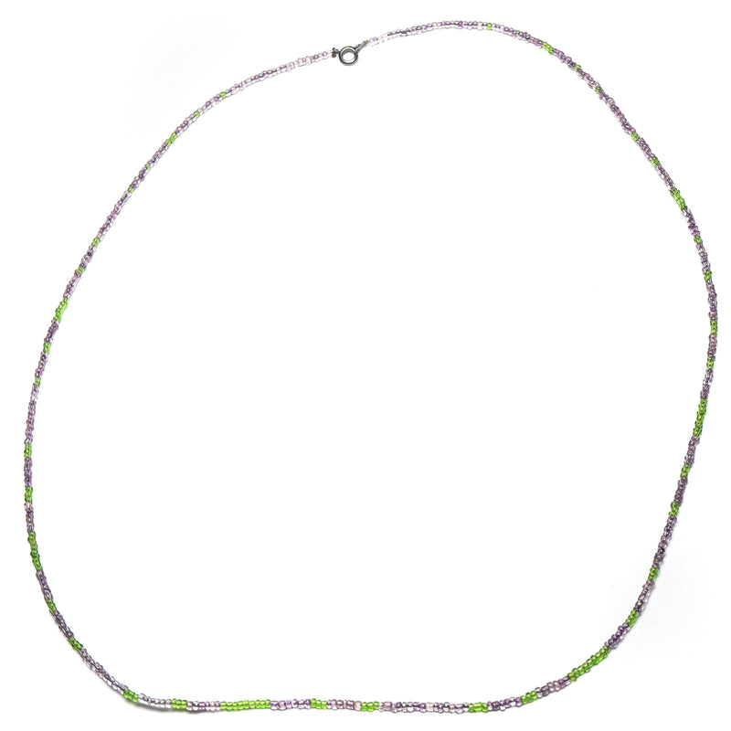 Handmade Beaded Necklace - Purple & Green - The Cave