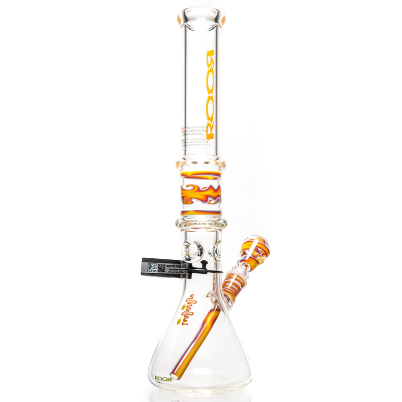 ROOR.US x Chase Adams - 18" Worked Beaker - 50x5 - Fire & Purple Fade to Clear - The Cave