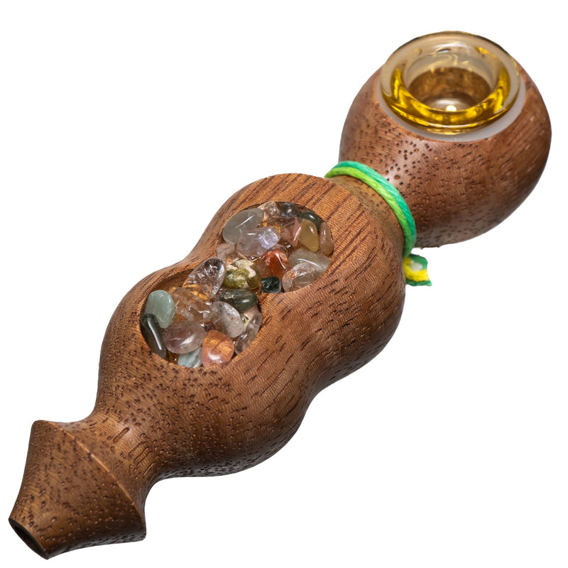 Steve's Dank Pipes - Inlay - Stones - South American Tornillo - Yellow Bowl - The Cave