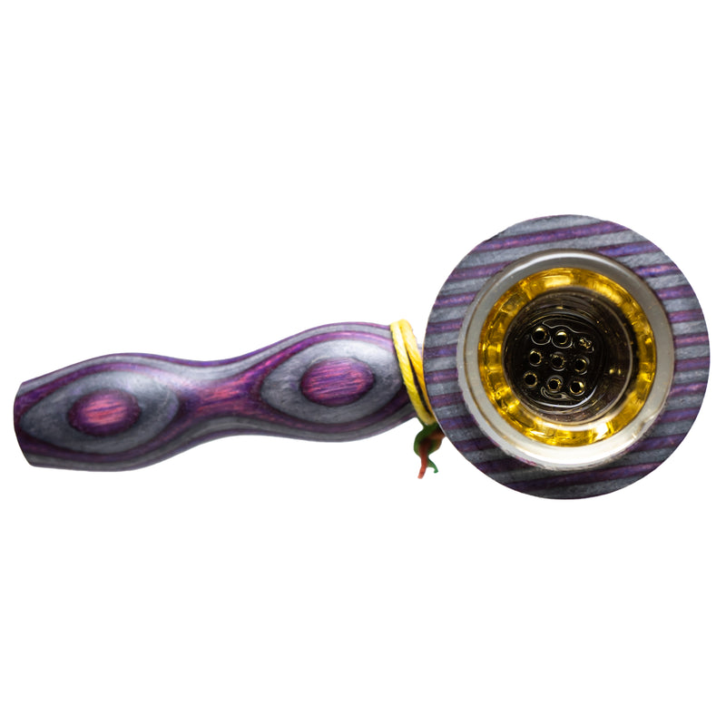 Steve's Dank Pipes - Cob Pipe - Maine Spectra-Birch - Purple & Grey - Yellow Bowl - The Cave