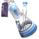 Phoenix Star - 14" Tree Perc Beaker - 8 Arm - Milky Blue - The Cave