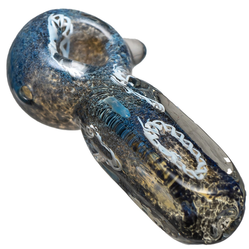 Shooters - Frit & Twist Cane Spoon w/ Squared Neck - Dark Blue & Grey - The Cave