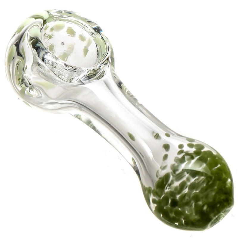 Shooters - Clear & Frit Spoon w/ Dots - Green w/ Green - The Cave