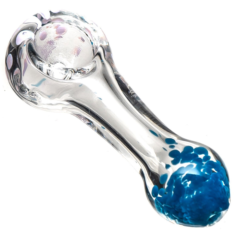 Shooters - Clear & Frit Spoon w/ Dots - Blue w/ Pink - The Cave