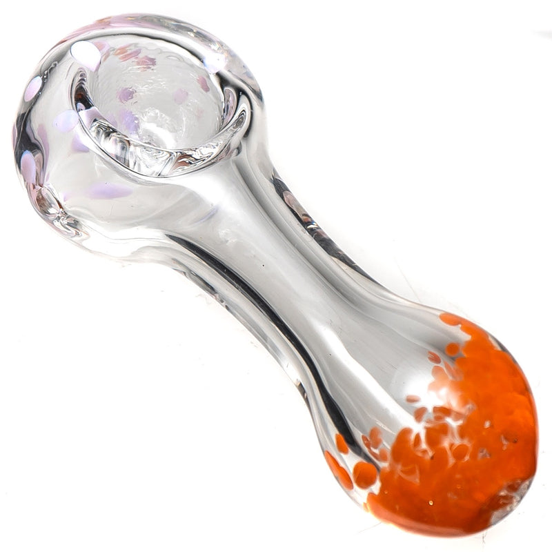 Shooters - Clear & Frit Spoon w/ Dots - Orange w/ Pink - The Cave