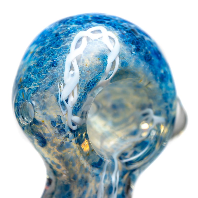 Shooters - Frit & Twist Cane Spoon w/ Squared Neck - Blue - The Cave