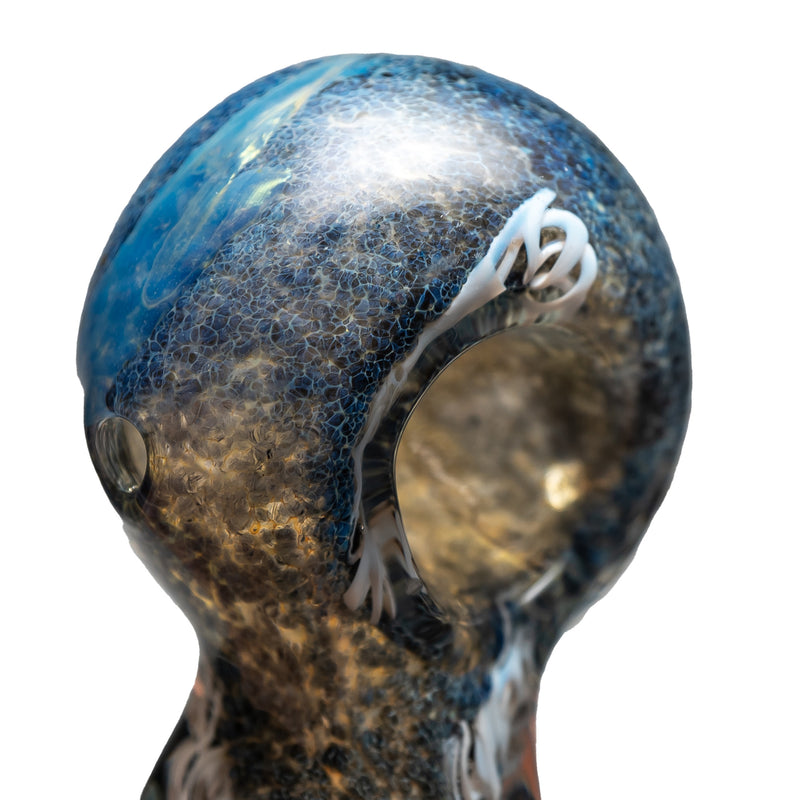 Shooters - Frit & Twist Cane Spoon w/ Squared Neck - Dark Blue & Grey - The Cave