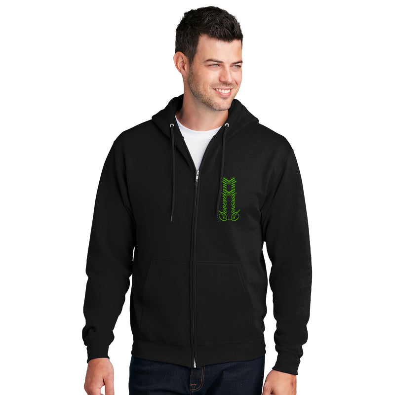 Sovereignty - Zip Up Sweatshirt - Reflection - Black - Green Logo - Large - The Cave