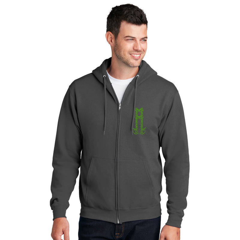 Sovereignty - Zip Up Sweatshirt - Reflection - Grey - Green Logo - XXL - The Cave