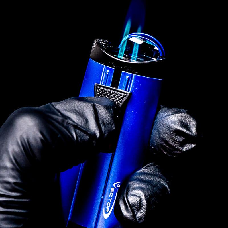 Vector X Sovereignty - Legend - Dual Flame Torch Lighter - Light Blue Satin - The Cave