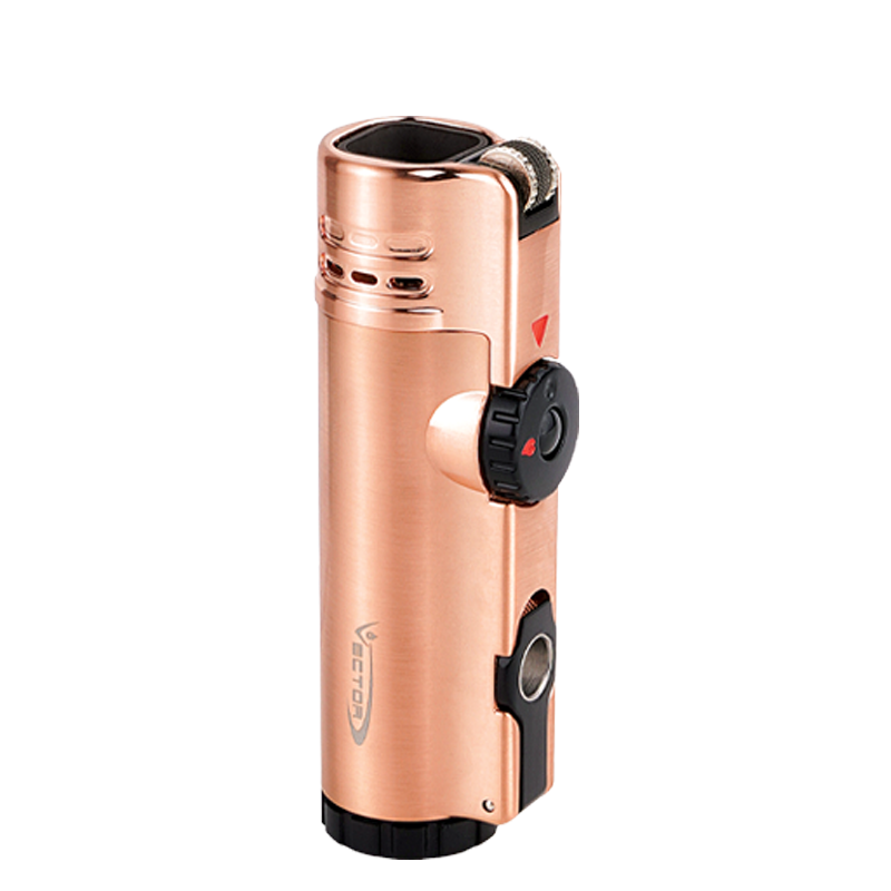 Vector - Warcraft - Quad Flame Torch Lighter w/ Punch - Rose Gold Satin - The Cave