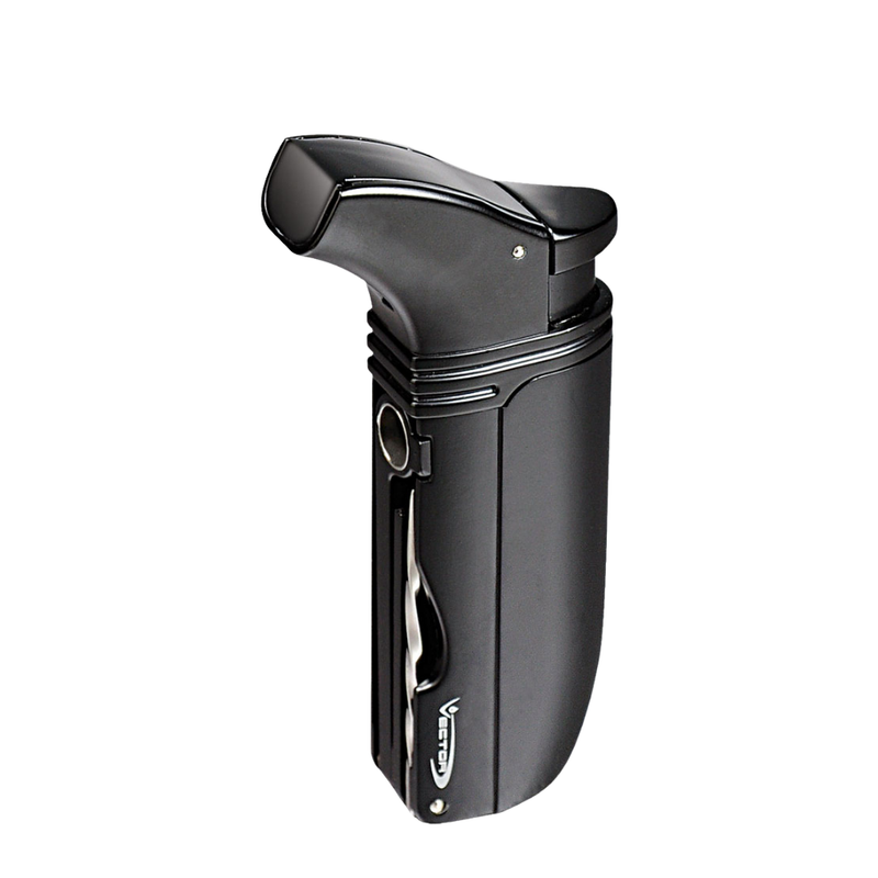 Vector - Arsenal - Double Flame Torch Lighter w/ Punch & Poker - Black Matte - The Cave