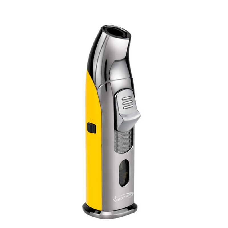 Vector - Aztech - Single Flame Torch Lighter w/ Punch - Yellow Lacquer - The Cave