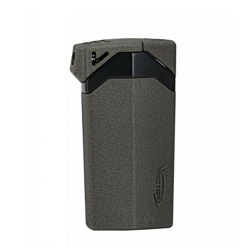 Vector - Guardian - Dual Soft & Jet Single Flame Lighter - Grey Crackle Matte - The Cave