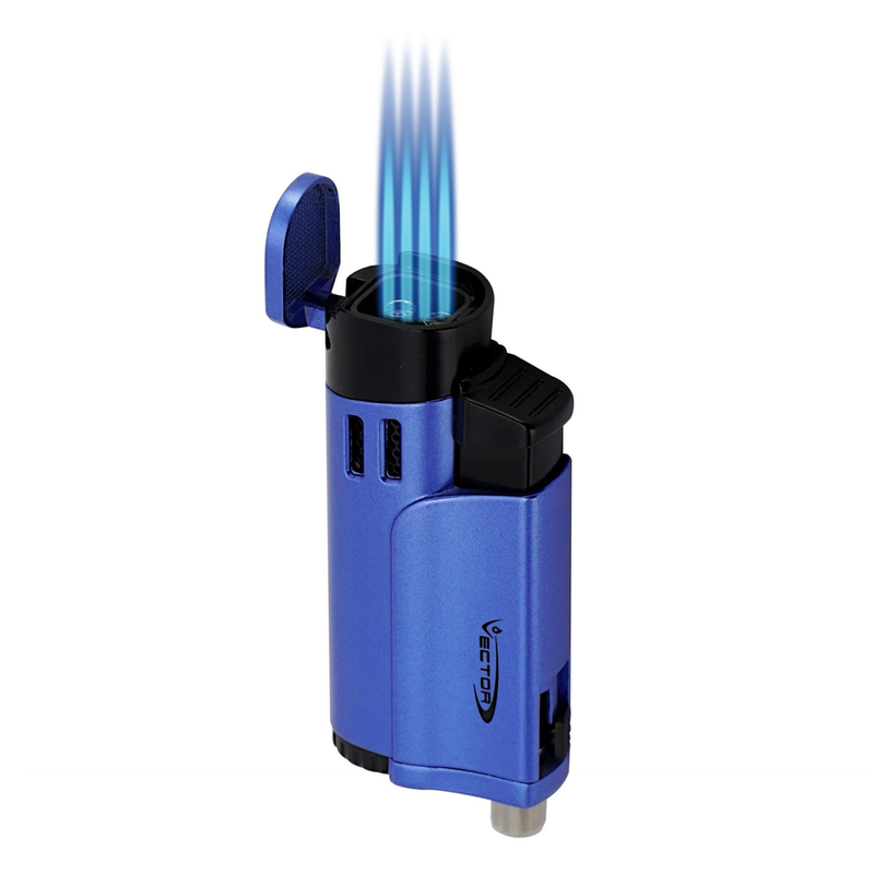 Vector - Throne - Quad Flame Torch Lighter w/ Punch - Blue Matte - The Cave