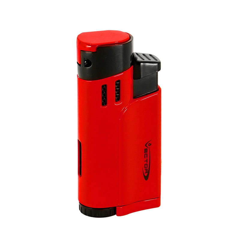 Vector - Throne - Quad Flame Torch Lighter w/ Punch - Red Lacquer - The Cave