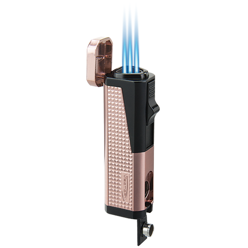 Vector - Urbano - Triple Flame Torch Lighter w/ Punch - Rose Gold Satin - The Cave