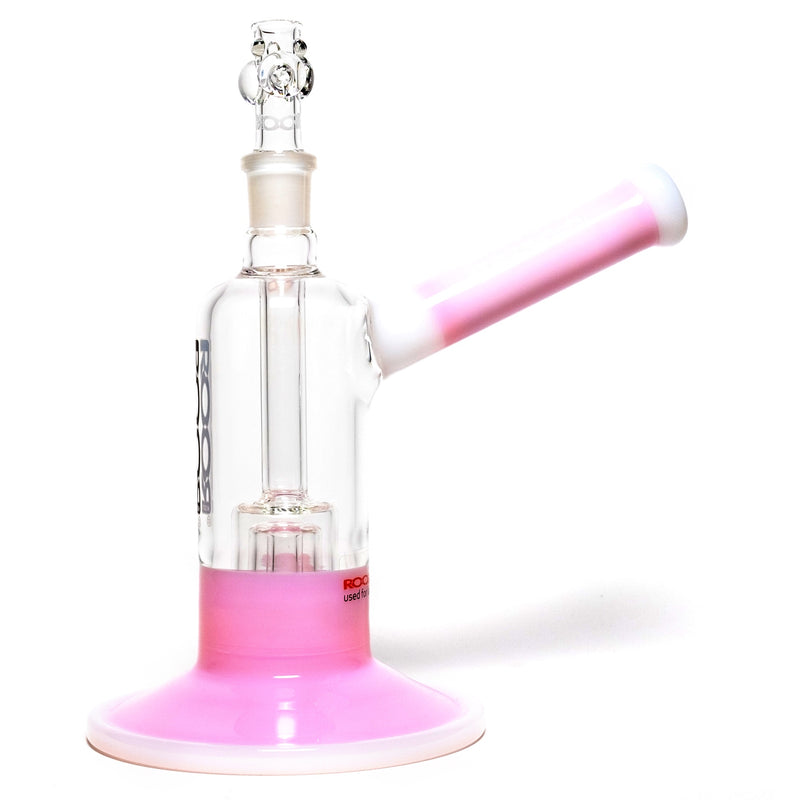 ROOR - Fixed Bubbler w/ Barrel Perc - Pink & White - Black & White Label - The Cave