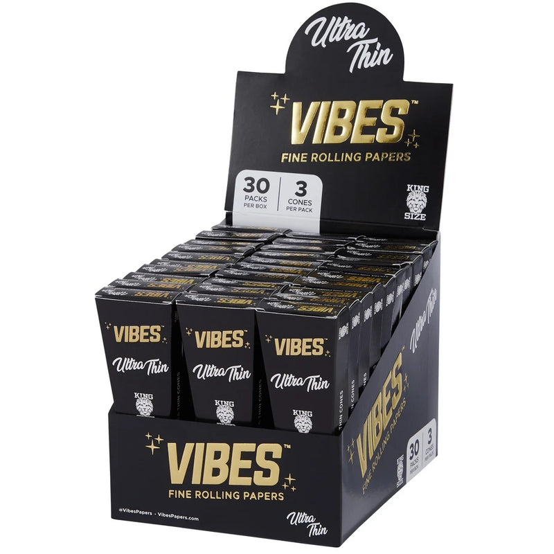 Vibes - King Size Ultra Thin - 3 Cones - 30 Pack Box - The Cave