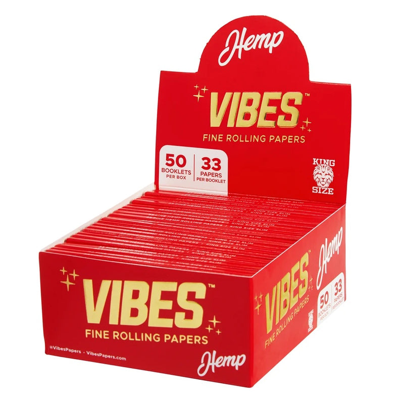 Vibes - King Size Hemp - 33 Paper Booklet - 50 Pack Box - The Cave