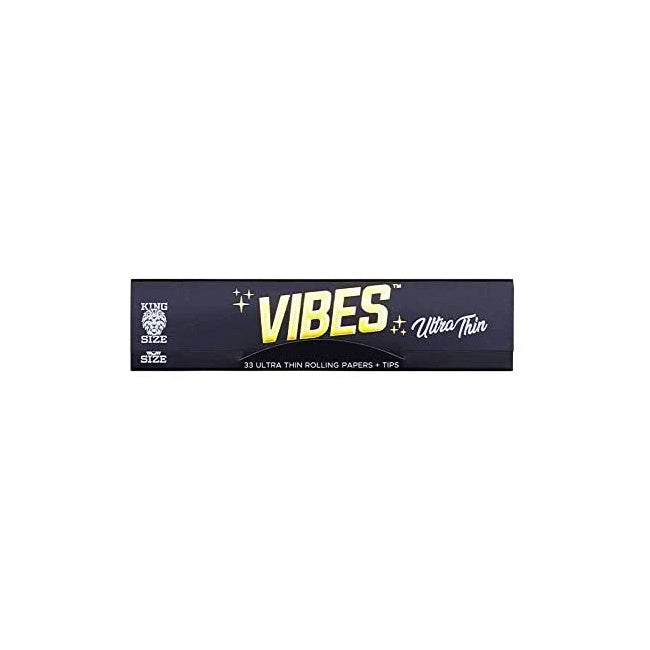 Vibes - King Size Slim Ultra Thin - 33 Paper Booklet w/ Tips -  Single Pack - The Cave