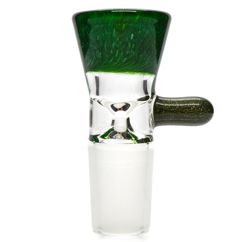 Unity Glassworks - Single Hole Martini Slide - 18mm - Exp. Green & Metal Fleck - The Cave