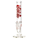 ZOB Glass - 14" Straight Fixed Circ Stem - Shattered Label - Red & Sandblast - The Cave