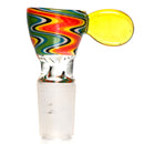 K2 Glass - Worked Snap Slide - 14mm - Fire & Earth Wag w/ NS Yellow Handle - The Cave