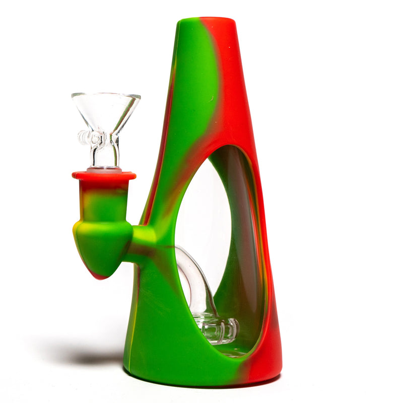 Shooters - 6" Silicone Cone Waterpipe - Rasta - The Cave
