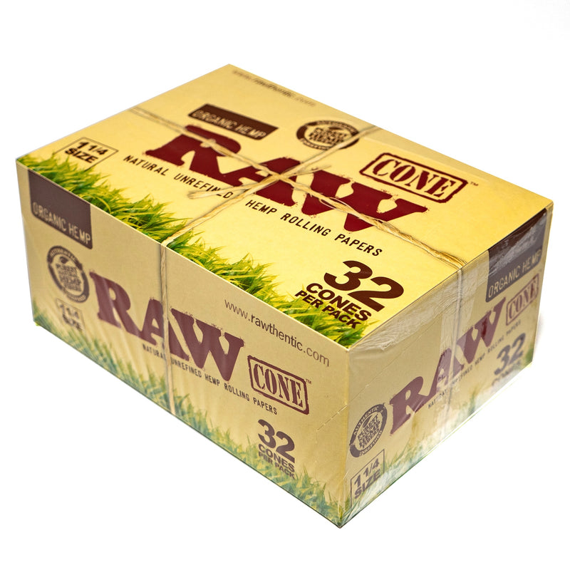 RAW - 1.25 Organic Hemp - 32 Cones - 12 Pack Box - The Cave